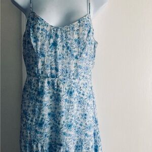 Trixxi + Macy’s Pale Blue and White Maxi Floral Print Dress Junior M